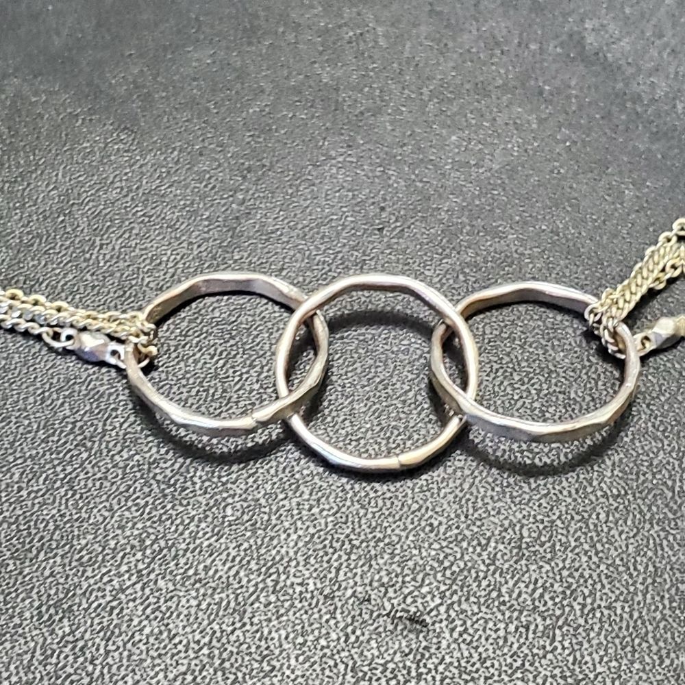 Three ring multi strand necklace 17-18"